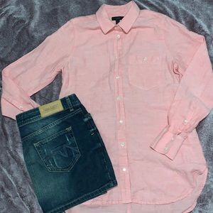 J Crew Pink Linen/cotton button down size 4